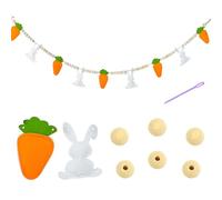 2m / 6.5 ft Bunny Garland with Wooden Beads Easter Rabbit Banner Felt Bunny Carrot Hanging Garland Easter Bunting Spring Decorations for Mantle Tree Stairs Table Easter Spring Home Decor