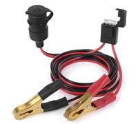 2M 6.56ft Cigarette Lighter Extension Cable 12V Car Copper Crocodile Clip Adapter Socket with Safety Tap 25A Fuse