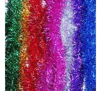 2m (6.5ft) Deluxe Thick Chunky Wide Red Shiny Christmas Tree Tinsel Garland with Embossing Decoration