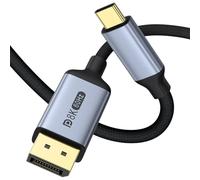 2M/6.6FT 8K@60Hz USB C to Display Port Cable 1.4, Uni-Directional Type C Thunderbolt 4/3 to Dp Cable 32.4Gbps Thunderbolt to Display Port for iPhone 16/15, MacBook Pro/Air, iPad, Mac mini, Galaxy