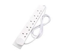2m 6 Gang UK Mains Extension - White