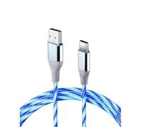 2M 60W Charger Cable, Light Up Glowing Type C Cable Fast Charging Cord USB A to USB C Lead Support Data Transmission for iPhone iPad Samsung Galaxy S24 S23 Note 10 Huawei P9 Pixel 7 Switch (Blue)