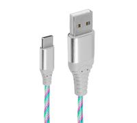 2M 60W USB C Charger Cable Support Data Transmission Type C Cable Fast Charging Light Up Lead Braided USB A to USB C for Samsung Galaxy S24 S23 Note 10 Huawei P9 Pixel 7 iPad Switch PS5 Etc (Colorful)