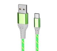 2m 60W USB C Charger Cable Support Data Transmission Type C Cable Fast Charging Light Up Lead Braided USB A to USB C for Samsung Galaxy S24 S23 Note 10 Huawei P9 Pixel 7 iPad Switch PS5 Etc (Green)