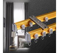 2m Aluminum Curtain Track - Flexible 2-Lane Ceiling Mount for Drapery Ideal for Flat & Bow Windows Dark Color Easy Installation & Bendable Design