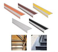 2M Anti Slip Stair Edge Protector, Grooved Design Increases Friction, Perfect for Reducing Slip Risks Indoors and Outdoors (Coffee)
