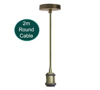 2M Army Green Round Cable Pendant E27 Base Green Brass Lamp Holder For Ceiling Hanging Light