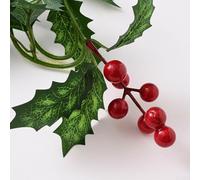 2m Artificial Christmas Garland with Berry Holly Design in Red and Green, Plastic Silk Leaves and Foam Berries Suitable for Festive Party Ornament