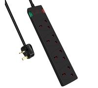 (2M, Black) 4 Way Socket with Cable 3G1.25, with Power Indicater, , Child-Resistant Sockets, Surge Indicator