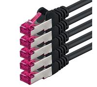 2m - black - 5 pieces - network cable CAT6a (10Gb/s) S-FTP CAT 6a Lankacable - GHMT certified PIMF 500 MHz Cat5 Cat5e Cat6 Cat6a Cat7 for switch, router, modem, Internet
