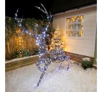 2M Brown Wicker Light Up Christmas Grand Reindeer Stag With 350 White Or Warm White Leds