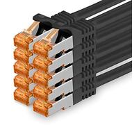 2m - Cat.7 network cable black - 10 pieces Gigabit Ethernet LAN cable 10000 Mbit s patch cable Cat7 cable S FTP PIMF shielding LSZH Cat.7 raw cable Rj45 plug Cat 6a - 10 x 2 meters