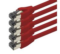 2m Cat 8 network cable CAT8 cable red - pack of 5 Cat.8 Lan 2000 MHz 40 Gbit s 40GBase-T Poe+ patch cable Ethernet cable LSZH - 5 x 2 meters red