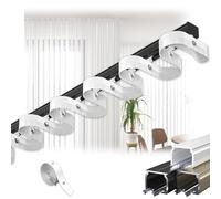 2m Ceiling ain Track - Mount for Room Divider or Wall, Ripple Fold Traverse System for Living Room, Bathroom, Bedroom - Black (6.6ft)