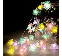 2M Cherry Blossom Fairy Lights with 20 LED,Battery Operated Flower String Lights for Bedroom Decor,Indoor Spring Christmas Decorations,Romantic Gift for Girls Room,Wedding,Party (Macarons, 2Pack)