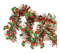 2M Christmas Tree Garland Tinsel Tinsel Tinsel Metallic Glittering Red and Green Christmas Stocking Decoration for Door Wall Window Fireplace