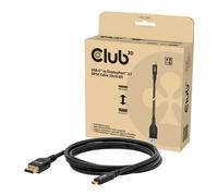 2M Club3D CAC-1563 USB Type-C to DisplayPort 2.1 Bidirectional Cable, Black, Up