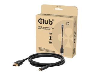 2M Club3D CAC-1563 USB Type-C to DisplayPort 2.1 Bidirectional Cable, Black, Up