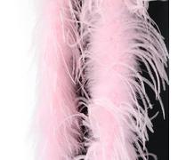 2M Coloured Ostrich Feathers Boa for Wedding Dress Party Plumes Boas Christmas Tree Decoration Crafts Feather Shawl Scarf-Light Pink,1PCS