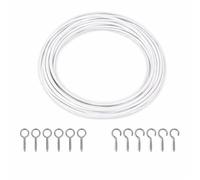 2m Curtain Wire Curtain Hanging System Window Cable Rod Alternative Minimalist Adjustable with Hooks Indoor Outdoor Durable Multipurpose Window Net Curtain Steel Wire Rod Decoration (1 Count)