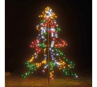 2m Easy Set Up Pre Lit Christmas Outdoor Tree 420 Multi-colour White LED's Twinkle Multi Function Multicolour
