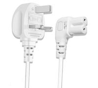 2M Figure 8 Power Lead, Compatible with Samsung TV, 90 Degree 2 Pin Power Cable, IEC C7 Power Cable/Connector/Mains/Supply/Cord with Fused Plug for TV Xbox Game Console LG Monitor PS5 PS4, White