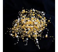 2m Fishing Line Pearls Chain,Christmas Tree Beads Chain,Branch Garland Crystal Curtain,Branch String Garland(Gold)