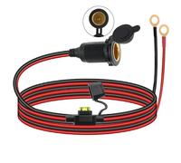2M Fixed Cigarette Socket, 12V/24V Car Cigarette Lighter Extension Cable 16AWG 20A Fuse Lighter Socket Plug Outlet Female Socket to O Ring Terminal Cord with Cover for Car Boat Motorcycle Tractor