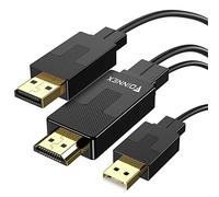 2M HDMI to DP Adapter Cable with USB/Audio, 4K@60Hz HDMI to DisplayPort Converter Lead for Xbox One, 360, Mac, PC to Monitor, TV