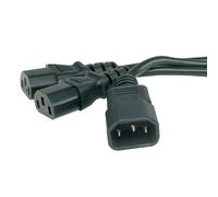 2m IEC Splitter Cable 2 x C13 plugs to 1 x C14 Socket Y Lead 1m + 1m