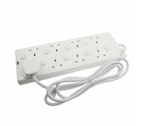 2m Individually Switched 8 Gang Mains Power Outlet Extension Lead UK Wall
