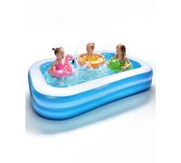 2M Inflatable Paddling Pool, PVC Thickened Paddling Pool Rectangle, Self-Adhesive Repair Patch, Easy Setup & Storage, Ideal Swimming Pool for Kids, Family, Indoor & Outdoor Use