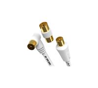 2m Long TV Aerial Right Angle with Plug Adapter - Coaxial Satellite Cable TV Antenna AV Lead Male to Male with RF Connector Coax Extension Gold -