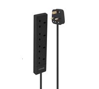 2M Mains 4 Way Gang Socket Black NEW