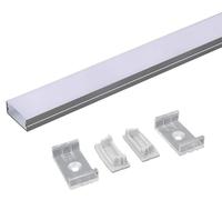 2M Mounting Kit With Diffuser For Led Strip Surface 2000X23.5X10Mm Silver