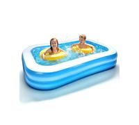 2M Paddling Pool, Inflatable Pool for Kids, Swimming Pool Rectangle with Self-Adhesive Repair Patch & PVC Thickened Material, Easy Set up, Storage, Ideal for Toddlers & Adults, Indoor, Outdoor Use