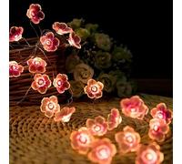 2M Pink Cherry Blossom Fairy Lights with 20 LED,Battery Operated Flower String Lights for Bedroom Decor,Indoor Spring Christmas Decorations,Romantic Gift for Girls Room,Wedding,Party (Pink A, 2Pack)