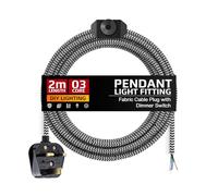 2m Plug in Pendant Light with Dimmer Switch, 3 Pin UK Plug Hanging 3 Core Fabric Cable Black and White Suspended Hanging Lamp for Bedroom, Living Room or Café Décor