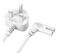 2M Power Cable Compatible with Samsumg TV, Mellbree Quality Safe Right Angle Suitable for Awkward Space Figure 8 Power Cable Compatible with Samsung, LG, Panasonic TV White