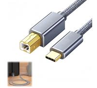 2M Printer Cable, USB C to USB 2.0 Nylon Braided Cable Compatible with Laptops with Tape-C Interfaces, Type C to USB B Square Scanner Cord for HP, Canon, Epson, Midi Cable Printer Scanner Cord