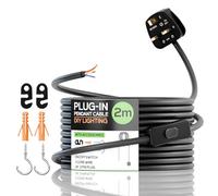 2m PVC Cable kit Plug-In Pendant Light with ON/OFF Switch E27 E14 Lamp Set LEDSone Vintage Plug-in Pendant Light Metal with Hook Ceiling Mounted Light for Living Room (2m Black without Holder)