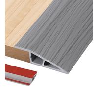 2M PVC Rubber Wheelchair Ramp Self Adhesive,Threshold Reducer,Door Floor Threshold Transition Strip,Butt Up Threshold-Moldings Trim for Doorways Carpet Floor Tile Edge(Grey Wood Grain,1.5cm)