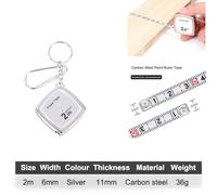 2M Retractable Tape Measure Ruler with Keychain Hook, Stainless Steel Blade, Easy-Read Dual-Color Markings, Compact Pocket-Sized Construction Measuring Tool for DIY and Home Use