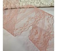 2m Ribbon Queen Lace Ribbon Trimming Bridal Wedding Scalloped Edge 47mm (Vintage Rose Pink)