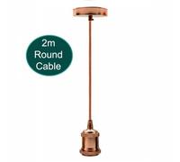 2M Round Cable E27 Rose Gold Pendant Light Holder Modern Ceiling Hanging Lamp Fitting