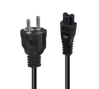 2m Schuko 2 Pin Plug to IEC C5 Power Cable, Black