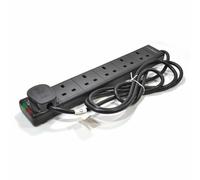 2m Surge Protected 6 Gang UK Mains Power Extension Strip 6 Way Black [007871]
