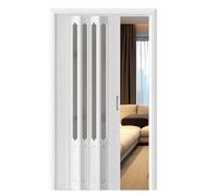 2m Tall Accordion Folding DoorWaterproof & Soundproof PVC Concertina Sliding Door for Indoor Use Retractable Shower Entrance Large Opening (142x200CM / 55.9x78.7IN)