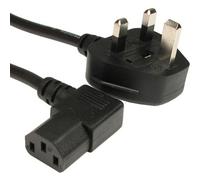 2M Uk Plug To Iec Kettle Cable Lead 90 Degree Right Angled C13 Mains Power 5A