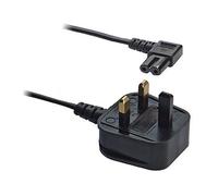 2m UK Plug to Right Angled Figure 8 (C7) Power Cable, Black compatible For Samsung LED flat TV
